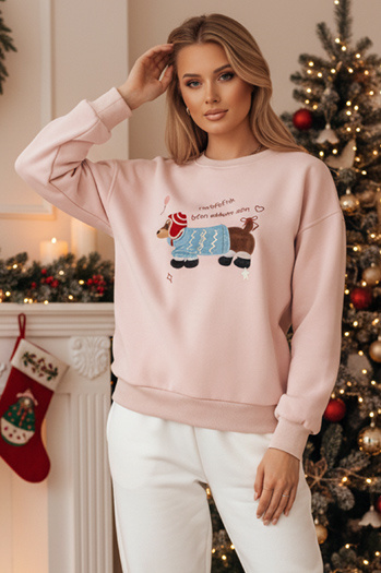 Damen Sweatshirt in Übergröße mit Stickerei DOGSWEETY rosa Dstreet BY1482z