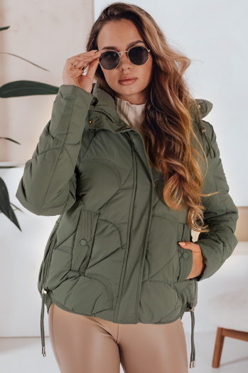 Damen Winterjacke LOVEWARM kurz gesteppt mit Kapuze grün Dstreet TY5040