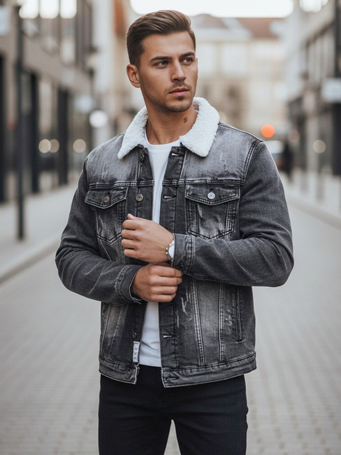 Isolierte Herren-Jeansjacke schwarz Dstreet TX4230z