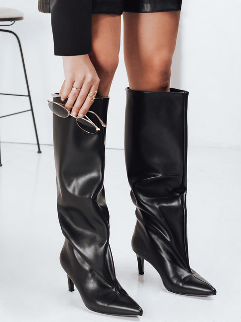 Damenstiefel mit breitem Schaft schwarz Dstreet ZY1042