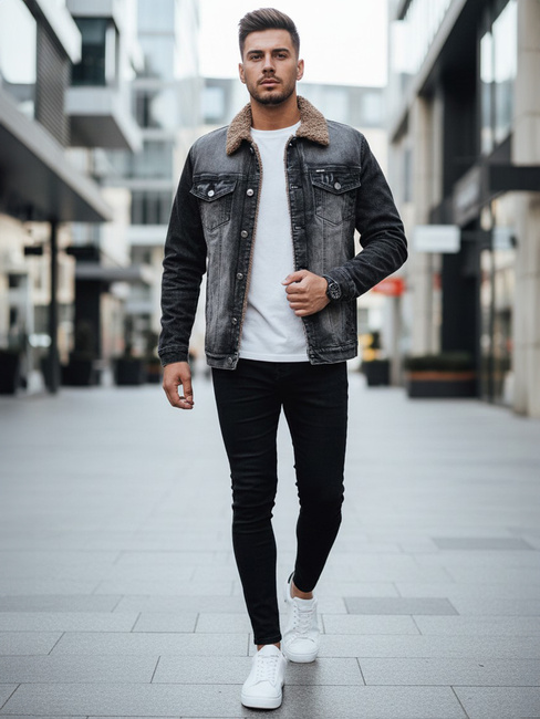 Isolierte Herren-Jeansjacke schwarz Dstreet TX4725z