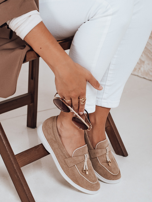 Damen Wildleder beige Mokassins Dstreet ZY1050