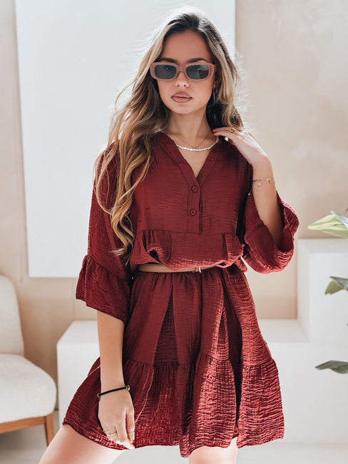 Sommer-Musselin-Kleid LYVONNE burgunderrot Dstreet EY2614