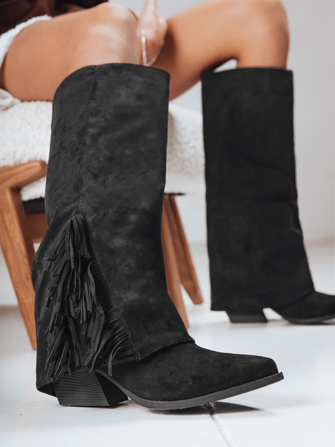 Damen Wildleder Boho schwarz Stiefel Dstreet ZY1287