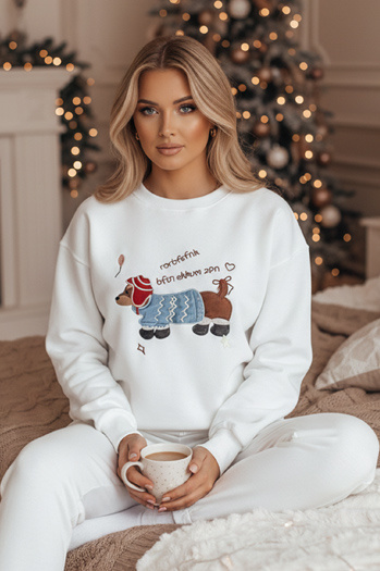 Damen Sweatshirt in Übergröße mit Stickerei DOGSWEETY weiß Dstreet BY1478z