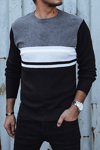Grauer und schwarzer Herren-Pullover Dstreet WX2206
