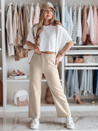 Damenhose mit weitem Bein, gerippt LUXEEN mocha Dstreet UY2520