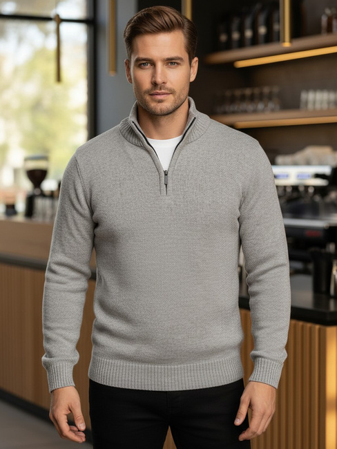 Herren Pullover mit Stehkragen hellgrau Dstreet WX2350
