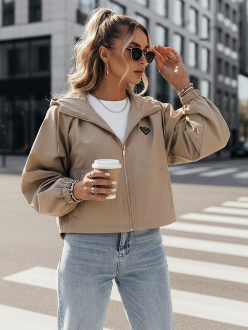 Damen Oversize Jacke CATRAL Farbe Dunkelbeige DSTREET TY4190