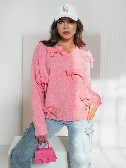 BOWTONE Damen Oversize-Pullover mit Schleifen rosa Dstreet MY2355