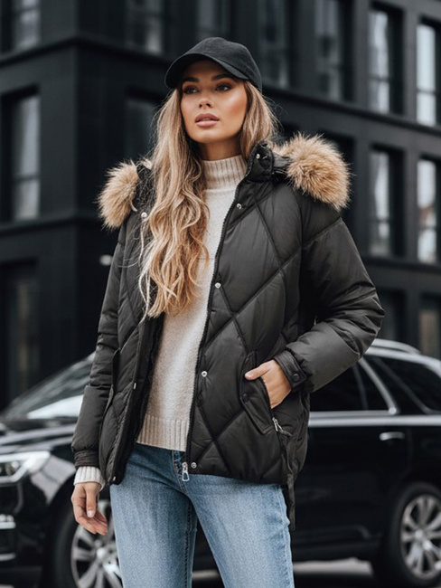 Damen Winter Steppjacke mit Kapuze schwarz Dstreet TY5232