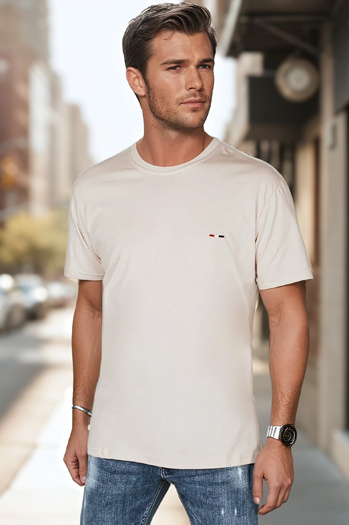 Besticktes Cappuccino-T-Shirt für Männer Dstreet RX5638