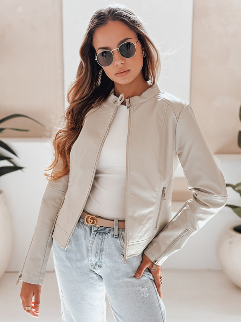 Damen Leder Ramones Jacke LOVEBIKER grau Dstreet TY5214