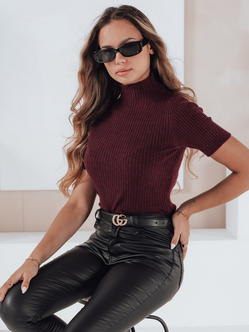Kurzarm-Pullover mit Rippenstruktur GIRLGLORY burgundy Dstreet MY2556