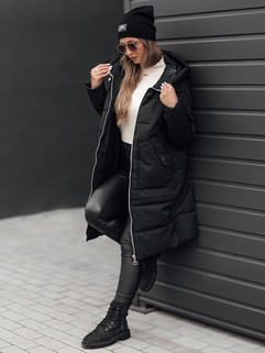 NORFFI Damen Winter lange Steppjacke mit Kapuze schwarz Dstreet TY4663_1