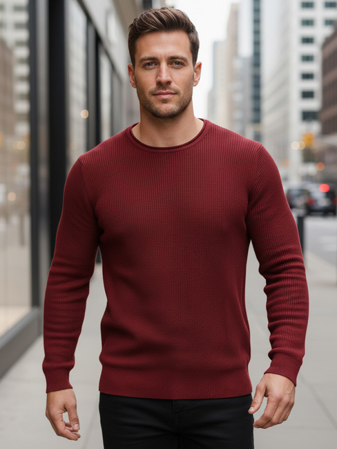 Burgunderroter Pullover für Männer WX2295