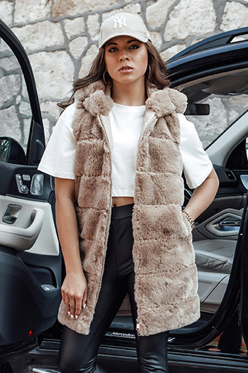 Damen Pelzweste ASHTON camel Dstreet TY4544