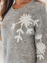Damenpullover mit Blumenapplikation GIRLHERBAL grau Dstreet MY2548