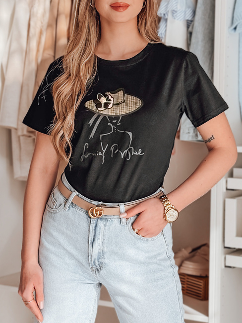 Bedrucktes Damen-T-Shirt WOMANPOW schwarz Dstreet RY2807