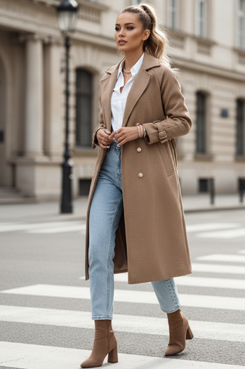 Damenmantel in Übergröße CAMELLYN lang camel Dstreet NY0743