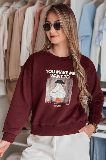 Bedrucktes Damen-Sweatshirt in Übergröße GOOSHY burgundy Dstreet BY1426