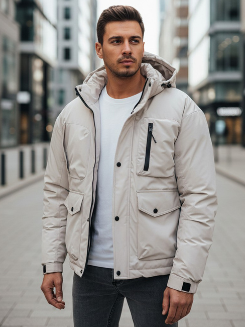 Herren Winterjacke mit Kapuze hellbeige Dstreet TX5109