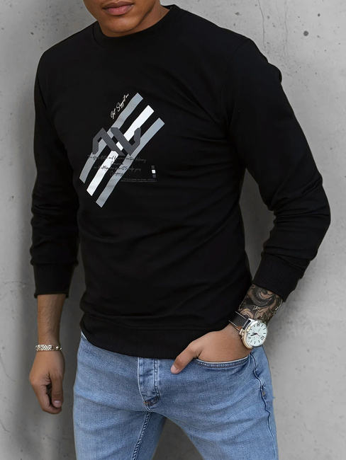 Herren Sweatshirt mit Aufdruck Schwarz Dstreet BX5364