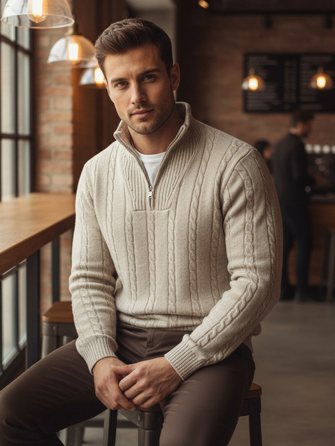 Herren Pullover mit Stehkragen beige Dstreet WX2327