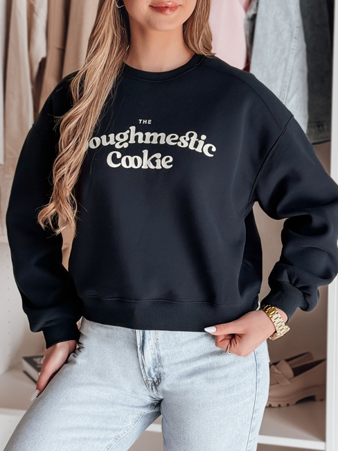 Damen Sweatshirt in Übergröße mit COOKIES Druck navy blau Dstreet BY1447