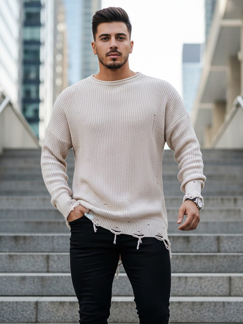 Herren Winterpullover Farbe Beige DSTREET WX1965