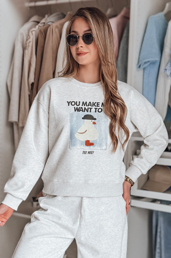 Bedrucktes Damen-Sweatshirt in Übergröße GOOSHY grau Dstreet BY1425