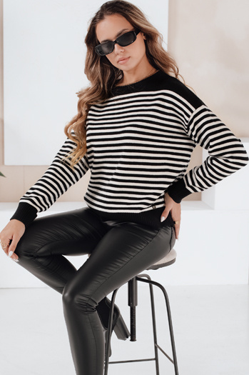 Gestreifter Damen-Pullover ELVARA schwarz Dstreet MY2524