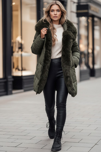 Damen Winterjacke MORISIO lang gesteppt mit Kapuze grün Dstreet TY4671z