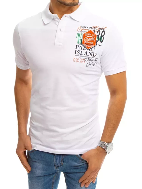 Herren Poloshirt mit Aufdruck Weiß Dstreet PX0370