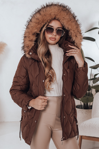 Damen Winterjacke LUMORE gesteppt mit Kapuze braun Dstreet TY5013