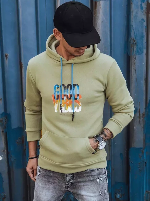 Herren Kapuzenpullover Isoliert Zip Olivegrün Dstreet BX5379