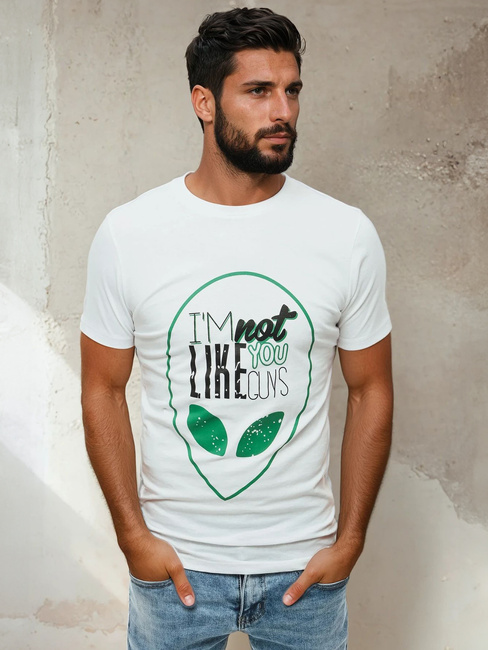 Herren T-shirt mit Aufdruck Weiß Dstreet RX4154