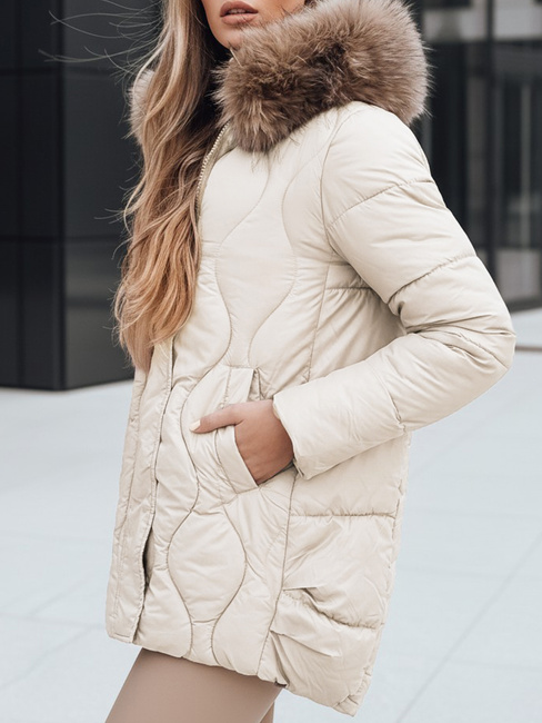 Damen Winterjacke mit Pelz ecru Dstreet TY5495