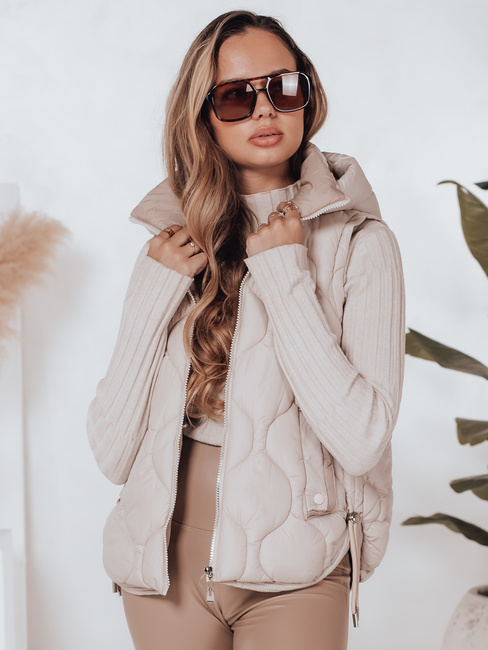 Damen Steppweste mit Kapuze MISSVEST beige Dstreet TY5020