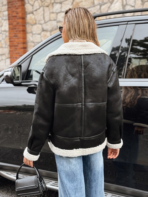 Damen Ramones Jacke mit Schafsfell schwarz Dstreet TY5246