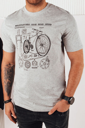 Bedrucktes graues Herren-T-Shirt Dstreet RX5395