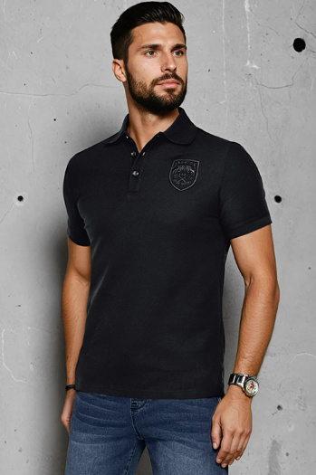 Herren Poloshirt mit Patch schwarz Dstreet PX0624