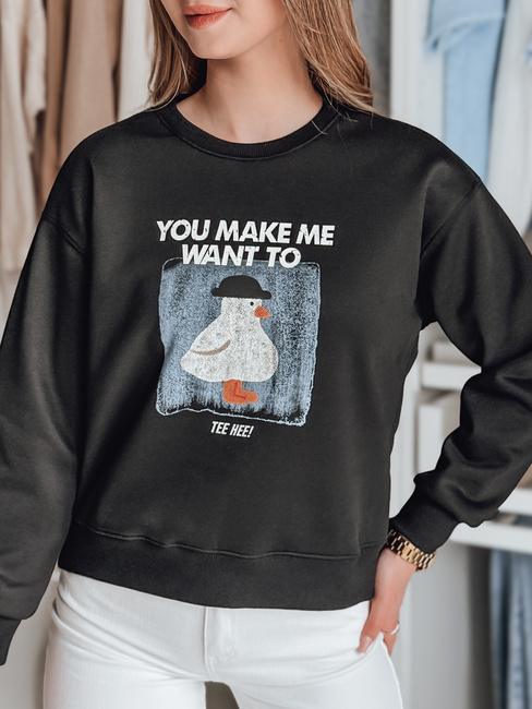 Damen Oversize bedrucktes Sweatshirt GOOSHY schwarz Dstreet BY1429