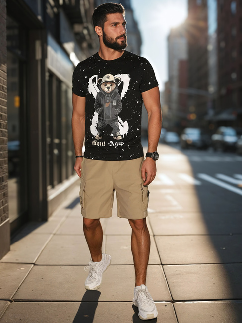 Bedrucktes Herren-T-Shirt schwarz Dstreet RX5655