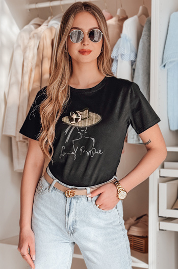 Bedrucktes Damen-T-Shirt WOMANPOW schwarz Dstreet RY2807