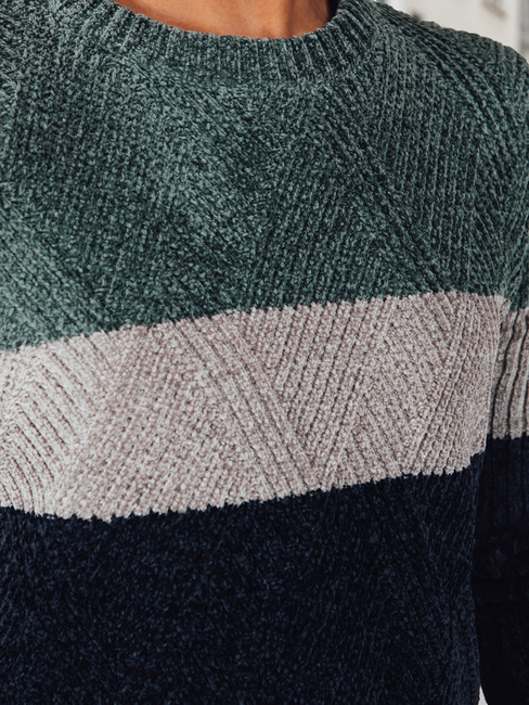 Herren Pullover mit Rundhalsausschnitt grün und navy blau Dstreet WX2319