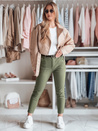 Damen Slim Fit Hose mit Gürtel TAIRONIK khaki Dstreet UY2547