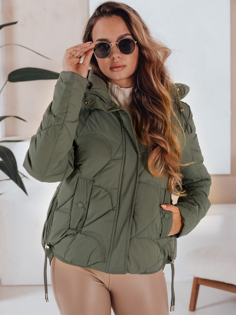 Damen Winterjacke LOVEWARM kurz gesteppt mit Kapuze grün Dstreet TY5040