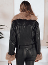 Damen Winter Lederjacke mit Kunstpelz schwarz Dstreet TY5213