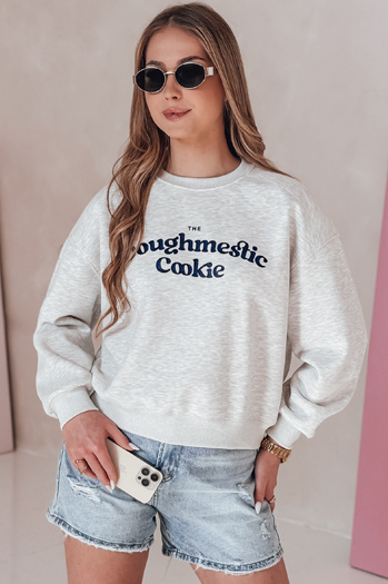 Damen Sweatshirt in Übergröße mit COOKIES Druck hellgrau Dstreet BY1444